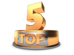 3d illustration of top 5 symbol over white background